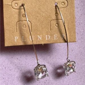 Plunder Silver Crystal Drop Earrings Modern Minimalist Design